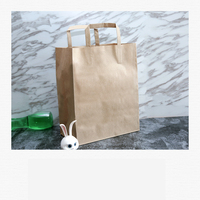 Sac en papier kraft jetable pour emballage alimentaire rapide, sac de transport pour restaurant, traiteur, emballage à emporter, sac en papier à poignée plate pour pain