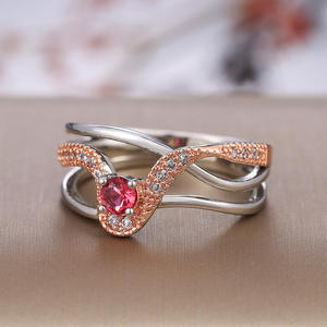 Anillo de Oro Sólido de 18K para Mujer F420 con Rubí y Diamantes de Corte Brillante Redondo, Engaste Pavé, Anillo Fino con Gema de Compromiso - Product Image 4