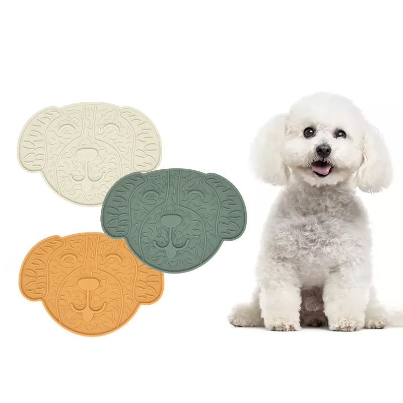 Slow Feeder – plaque à lécher en Silicone pour chien, produits de bain avec ventouse, motif mignon, tapis à lécher, bol, jouet d'alimentation pour animaux de compagnie