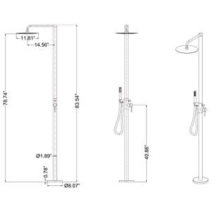 <span class=keywords><strong>Colonne</strong></span> de douche extérieure en laiton avec robinets électriques à poignée unique, finition nickel brossé, ensemble de douche double usage chaud et froid pour plage et piscine - Product Image 5