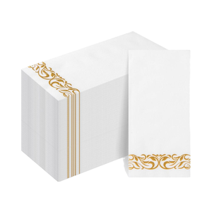 Goodluck Lot de 100 serviettes de table jetables en lin doré absorbant doux 1 pli essuie-mains pour fête salle de bain cuisine dîner sac - Product Image 6