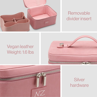 Trousse de Maquillage de Luxe en Cuir Grande Capacité avec Séparateur Amovible, Sac de Rangement Cosmétique Portable pour Voyage et Affaires