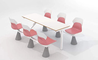 Ensemble table et chaises bicolores pour cantine, 4 places, table à manger intégrée pour restauration rapide, ensemble moderne pour restaurant et cafétéria