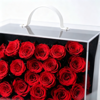 Boîte carrée en acrylique pour fleurs éternelles, rose stabilisée faite à la main, design élégant et romantique pour jardin suspendu, respectueux de l'environnement