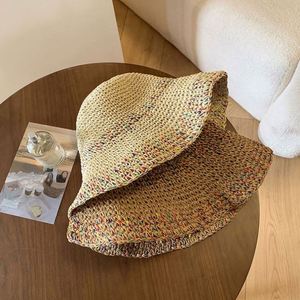 Sombrero de paja de ganchillo al por mayor, sombrero de sol hueco de verano, sombreros de paja de ala ancha transpirables para mujer - Product Image 4