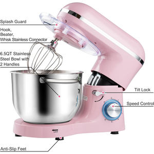 Batteur Électrique Rose 250W pour Cuisine, Batteur à Main et sur Socle pour Pâte, Gâteau et Œufs avec Bol Mélangeur - Product Image 2
