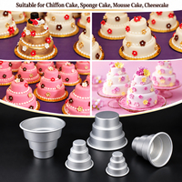 Mini moule à gâteau de mariage en aluminium, moule à gâteau rond à 3 niveaux pour gâteaux d'anniversaire, desserts de fête, pâtisserie et cuisson maison