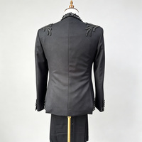 Costume homme fait main avec strass et sequins, ensemble 3 pièces, veste à simple boutonnage, pantalon, smoking scintillant pour mariage, bal de promo, soirée