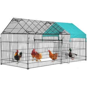 Metal Chicken Coop Run Rabbit Enclosure PenとWaterproof Cover Outdoor Backyard Farm Chicken Pen Cage Crate Pet Playpen
