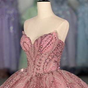 Dy6948 Vestidos de 15 Años, Vestido Rosa de Quinceañera con Lentejuelas, Vestidos de Cumpleaños para Niñas, Escote Corazón, Vestido de Quinceañera, Jancember - Product Image 2