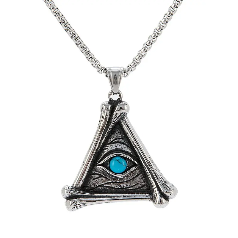 Edelstahl Retro Schmuck Männer Trianglea Amulett Dämon Auge Anhänger