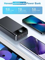 Nouvelle batterie externe portable 20000mAh avec charge rapide PD 22.5W, câble intégré, écran LCD, Micro USB, étanche, petite taille