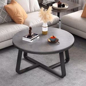 Tables basses rondes de luxe avec plateau en ardoise et pieds en métal, table à thé en marbre résistante à la chaleur pour le salon - Product Image 6