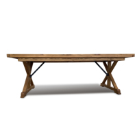 Table de salle à manger rustique pliable en pin massif à pieds en X pour événements, mariages, fêtes, location commerciale et banquets – Vente en gros