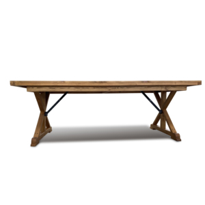 Table de salle à manger rustique pliable en pin massif à pieds en X pour événements, mariages, fêtes, location commerciale et banquets – Vente en gros - Product Image 2