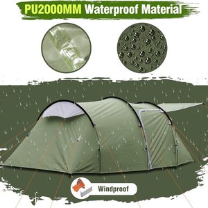 Tente de <span class=keywords><strong>camping</strong></span> tunnel OEM spacieuse pour 4 personnes - Abri double couche résistant aux intempéries avec véranda avant extensible et auvent détachable - Product Image 2