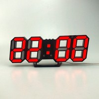 Jam Dinding LED Digital 3D Grosir Modern Jam Alarm Pelajar Fitur Fotosensitif Pintar Kreatif Sederhana Snooze Usb Plastik