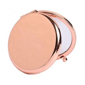 Miroir de poche rond double face en métal plaqué or, souvenir tendance, miroir compact de maquillage, logo personnalisé - Product Image 2