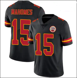 Chất Lượng Cao Mens Dành Cho Người Lớn Bóng Đá Mỹ Jersey Màu Đỏ Mahomes 15 Khâu Jersey Kho - Product Image 2