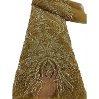 NI.AI Haute Qualité Rose Couleur Tulle Perlé Net Dentelle Africaine avec Paillettes Tissu Brodé Dentelle pour Robe de Mariée