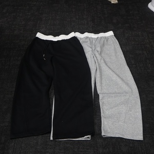 Custom Logo Men's Casual Sweatpants Elastic Waist Drawstring Black Gray 100% Cotton Breathable Pants for Men - Product Image 1