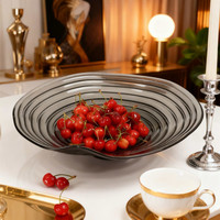 Corbeille à fruits moderne personnalisable en verre, forme irrégulière, motif uni, pour la maison, style luxe léger, pour table basse et salon