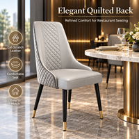 Chaise de salle à manger moderne en cuir avec dossier matelassé et pieds en acier au carbone pour hôtel, café, maison