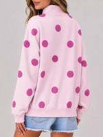 Sweat-shirt surdimensionné à pois personnalisé pour femme, col montant, broderie, patch en twill, 330 GSM, mélange coton polaire