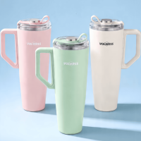 Bouteille d'eau promotionnelle en acier inoxydable de 1100 ml sans BPA, avec poignée et paille rétractable en Tritan