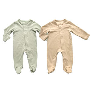 Manyetik düğme Bodysuit CPC sertifikası katlayın eldivenler bebek tulum ulaşmak çevre dostu uzun kollu bebek manyetik Footie - Product Image 1