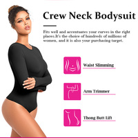 Combinaison gainante noire personnalisée, coupe ajustée, string, body sculptant pour femme, yoga, manches longues, fitness