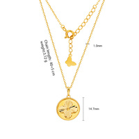 Collier Pendentif Disque Trèfle en Argent Sterling S925 Plaqué Or 18K Haut de Gamme, Diamant, Luxe Léger, Vente en Gros, Bijoux, Colliers