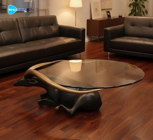Mesa de Café de Luxo em <span class=keywords><strong>Bronze</strong></span> com Escultura de Animais: Elefante, Macaco, Cervo, Cavalo, Golfinho, Urso para Decoração Interna Sofisticada - Product Image 4