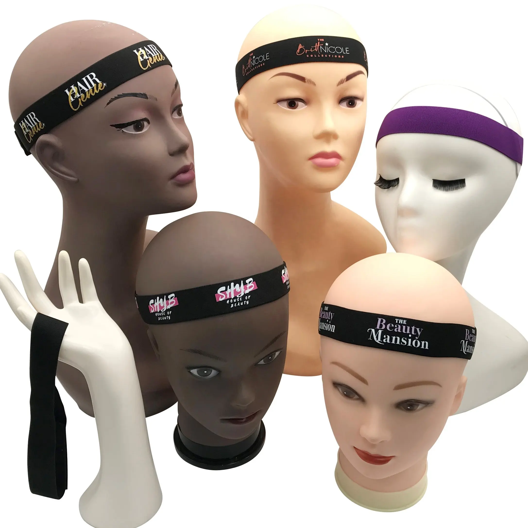Free Sample Solid Multi Color Adjustable Melt Belts Elastic Lace Wrap Wig Band Girls Hair Band