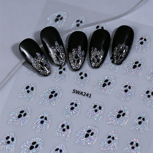 Pegatinas <span class=keywords><strong>de</strong></span> Uñas con Purpurina Plateada <span class=keywords><strong>de</strong></span> Fantasmas para Halloween 2026, Calcomanías <span class=keywords><strong>de</strong></span> Uñas con Diseños <span class=keywords><strong>de</strong></span> Fantasmas, Telarañas, Calabazas y Estrellas - Product Image 3