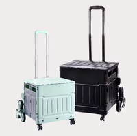 Chariot de courses pliable coloré pour le camping, 4 roues, en plastique, portable