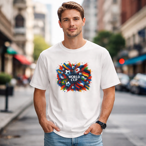 <span class=keywords><strong>T</strong></span>-shirt Girocollo a Maniche Corte in Cotone da Uomo <span class=keywords><strong>con</strong></span> Stampa a Schizzi di Bandiere Nazionali Bianche Vibranti 2026, Personalizzabile <span class=keywords><strong>con</strong></span> Logo Stampato, Casual - Product Image 1