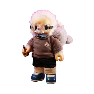 CHAOSWEET Rebel Einstein 35cm Peluche Fatto a Mano Serie Genio Pazzo con Maschera Magnetica, Barba, Pipa, Zaino e Occhiali Unisex - Product Image 1