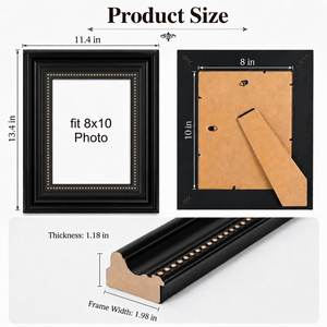 Antique Style Brown Wood Photo Frame With Tempered Glass for <b>Desk</b> Standing <b>Wall</b> Hanging Home Decor Family Wedding Gift Idea - Product Image 2