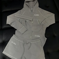 Tenues pour femmes, vêtements de mode, ensembles en tricot gaufré pour femmes, survêtement personnalisé, bandeau pour cheveux, sweat à capuche, débardeur et short