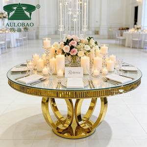 Mesas de boda elegantes, redondas, de acero inoxidable con tapa de vidrio, a precio económico. - Product Image 3