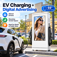 Station de recharge rapide publique DC 60-240 kW avec écran publicitaire numérique 55 pouces, chargeur EV double pistolet CCS1 CCS2 GB/T OCPP