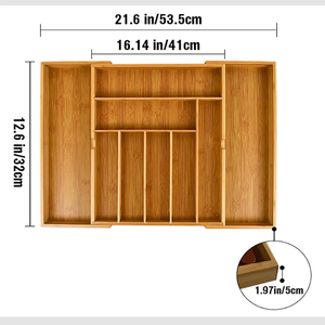 WDF Expandable Bamboo Utensil Organizer Cutlery Tray Silverware <strong>Kitchen</strong> <strong>Drawer</strong> <strong>Organiser</strong> Cutlery Organizer for <strong>Kitchen</strong> - Product Image 6
