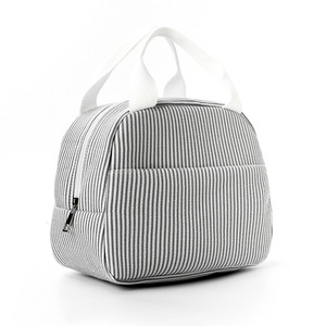 Seersucker Striped <b>Lunch</b> <b>Bag</b> Large Capacity For Commuting Travel School Cloth Material 0964 Model - Product Image 3