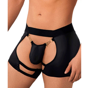 Nuovo Design Perizoma Boxer da Uomo in Cotone Grigio con Fascia Bassa e Cinturini Incrociati Multipli, Sexy e Trendy - Product Image 4
