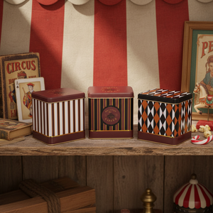 Juego de almacenamiento de metal rectangular-80x120mm (Juego de 3) Diseño de circo elegante de circo vintage - Product Image 3