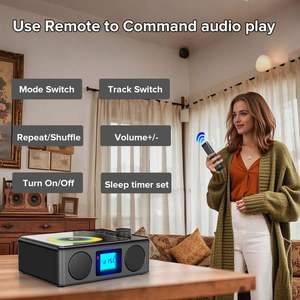 Lecteur <span class=keywords><strong>CD</strong></span> Bluetooth haute puissance avec <span class=keywords><strong>radio</strong></span> FM, entrée USB, carte TF, entrée AUX, lecteur <span class=keywords><strong>CD</strong></span> stéréo rétro rechargeable pour la maison, la bibliothèque, un cadeau - Product Image 3