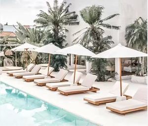 <span class=keywords><strong>Lit</strong></span> en bois avec baldaquin <span class=keywords><strong>parapluie</strong></span> 10 places, mobilier d'extérieur pour piscine, plage, jardin, hôtel, chaise longue <span class=keywords><strong>de</strong></span> piscine, transat d'extérieur - Product Image 1
