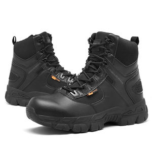 Bottes <span class=keywords><strong>de</strong></span> randonnée montantes pour hommes, style <span class=keywords><strong>militaire</strong></span>, pour le camping en extérieur, avec embout en acier et tige en cuir isolante - Product Image 1