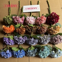 Bunga Hydrangea Biru Putih Buatan, Sentuhan Realistis Warna Musim Gugur, Ukuran Besar, Simulasi Tinggi, Dekorasi untuk Pernikahan